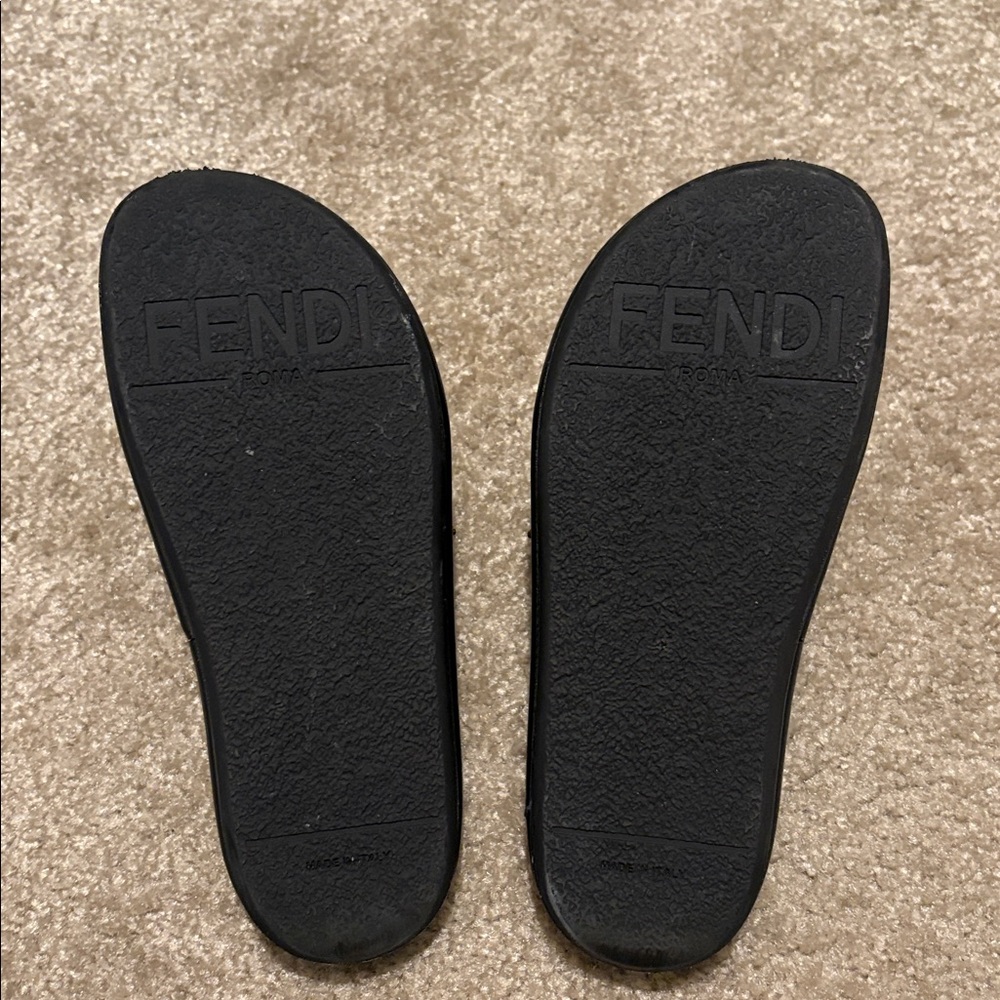 Authentic Fendi Black Slides with Gold Logo - Picture 5 of 8